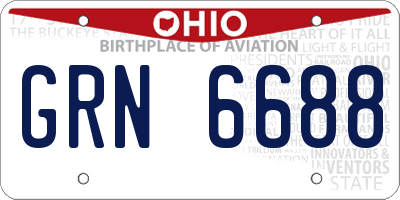 OH license plate GRN6688