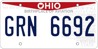 OH license plate GRN6692