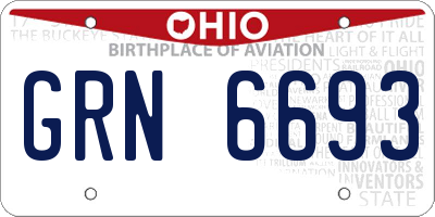 OH license plate GRN6693