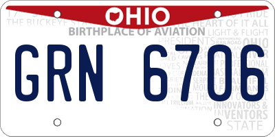 OH license plate GRN6706
