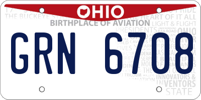 OH license plate GRN6708