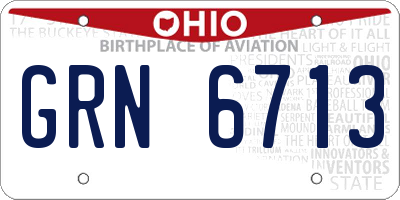 OH license plate GRN6713