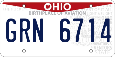 OH license plate GRN6714