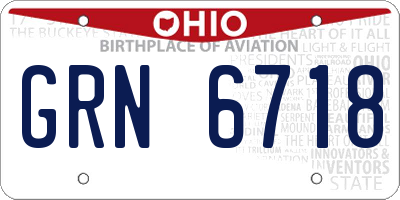 OH license plate GRN6718