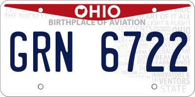 OH license plate GRN6722