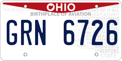 OH license plate GRN6726