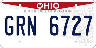 OH license plate GRN6727