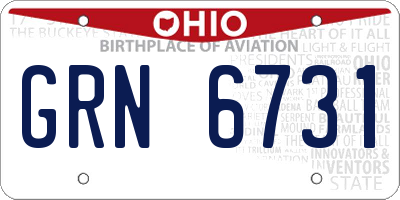 OH license plate GRN6731