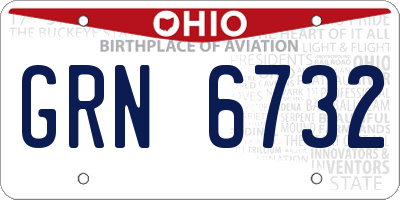 OH license plate GRN6732