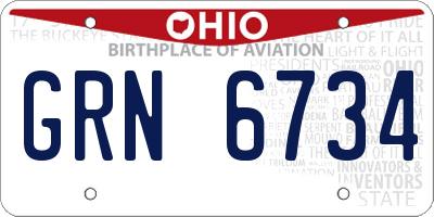 OH license plate GRN6734