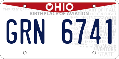 OH license plate GRN6741
