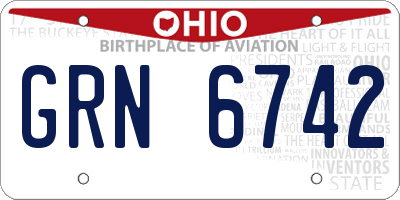 OH license plate GRN6742