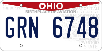 OH license plate GRN6748