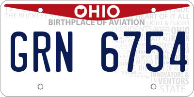 OH license plate GRN6754