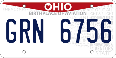 OH license plate GRN6756