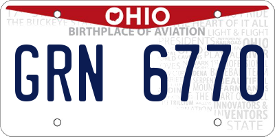 OH license plate GRN6770