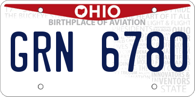OH license plate GRN6780