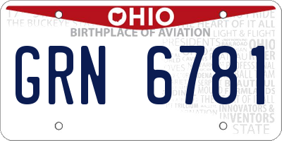 OH license plate GRN6781