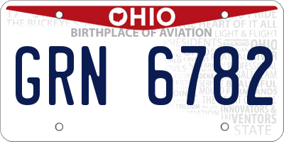OH license plate GRN6782