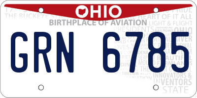 OH license plate GRN6785
