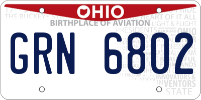 OH license plate GRN6802