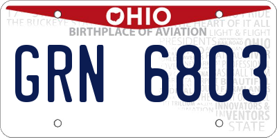 OH license plate GRN6803
