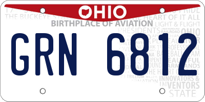 OH license plate GRN6812