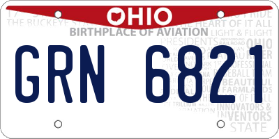 OH license plate GRN6821