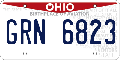 OH license plate GRN6823
