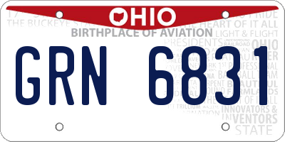 OH license plate GRN6831