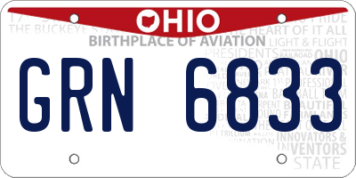 OH license plate GRN6833