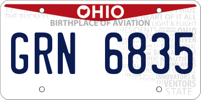 OH license plate GRN6835