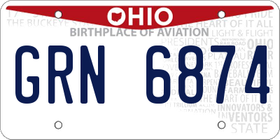 OH license plate GRN6874