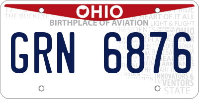 OH license plate GRN6876