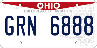 OH license plate GRN6888