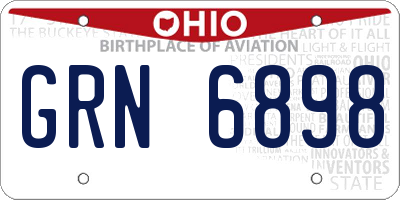 OH license plate GRN6898