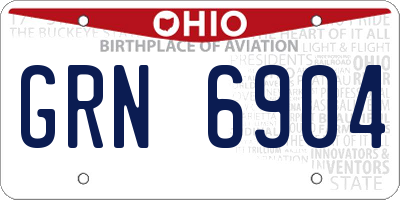 OH license plate GRN6904