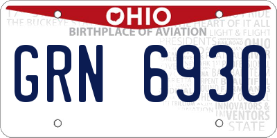 OH license plate GRN6930