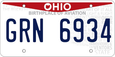 OH license plate GRN6934