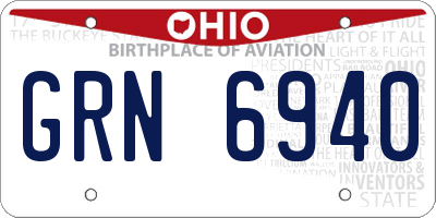 OH license plate GRN6940