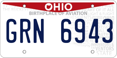 OH license plate GRN6943