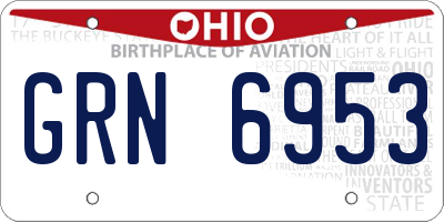 OH license plate GRN6953