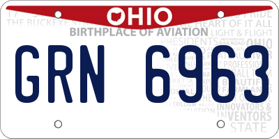OH license plate GRN6963