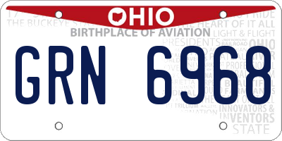 OH license plate GRN6968