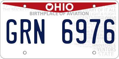 OH license plate GRN6976