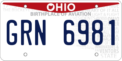 OH license plate GRN6981