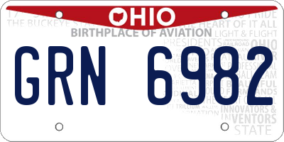 OH license plate GRN6982