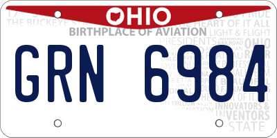 OH license plate GRN6984