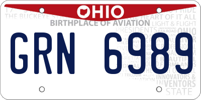 OH license plate GRN6989