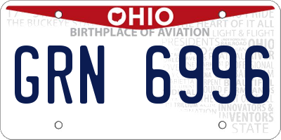 OH license plate GRN6996